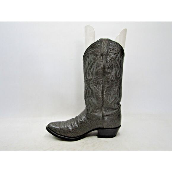Justin Mens Size 9 D Gray Leather Cowboy Western Boots main image 6